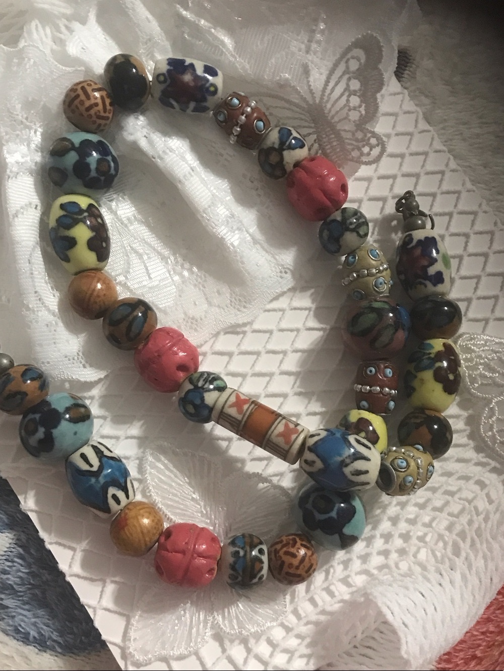 Boho Multicolor Ceramic Bead Necklace - Women Jewelry